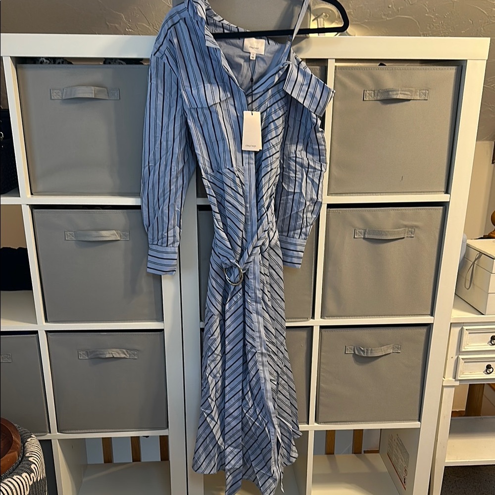 Cinq a sept Blue Striped Women's Dress